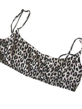Triangl Leopard Print Bralette Bikini Top Textured Size Small